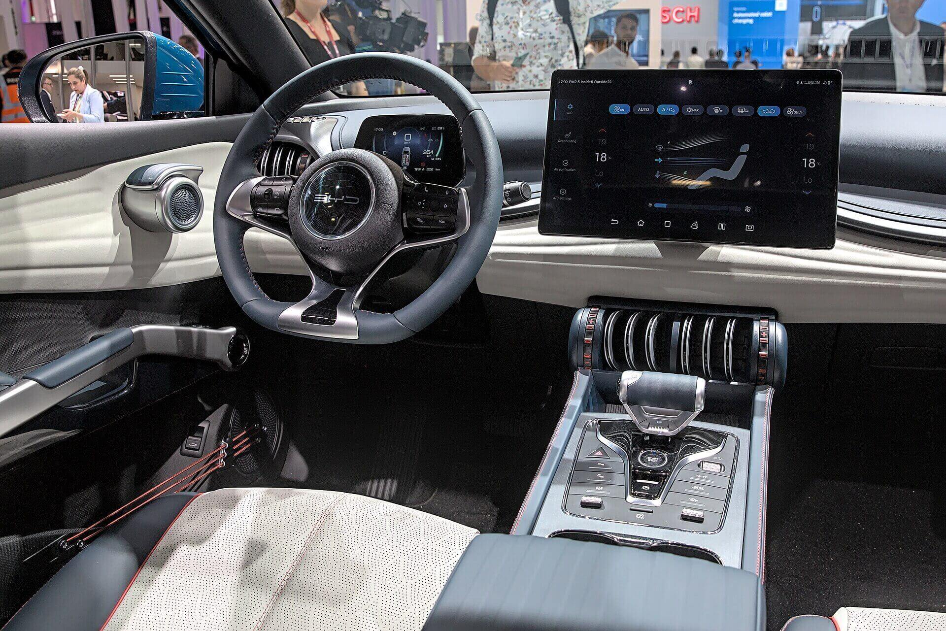 BYD Atto 3 dashboard and center console on display at IAA 2023